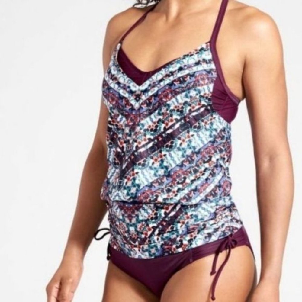 Athleta Swim Marrakesh Side Scrunch Tankini Top
